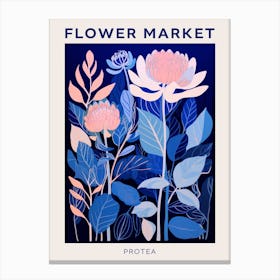 Blue Flower Market Poster Protea 1 Canvas Print