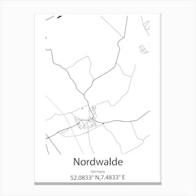 Nordwalde,Germany Minimalist Map Canvas Print