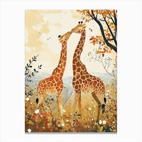 Modern Illustration Of Two Giraffes 4 Canvas Print