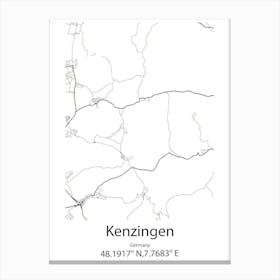 Kenzingen,Germany Minimalist Map Canvas Print