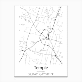 Temple Terrace,United States Minimalist Map Stampe su tela