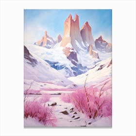 Dreamy Winter Painting Torres Del Paine National Park Argentina 2 Canvas Print