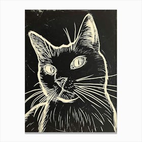 Chartreux Cat Linocut Blockprint 2 Canvas Print