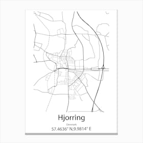 Hjorring,Denmark Minimalist Map Canvas Print