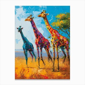 Warm Colourful Giraffes In The Sunny Landscape 5 Canvas Print