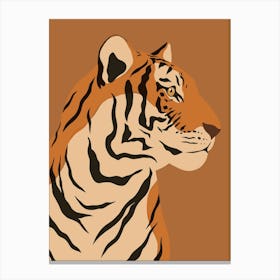 Jungle Safari Tiger on Brown Canvas Print