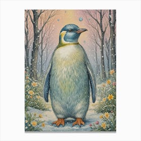 Penguin In The Snow Canvas Print