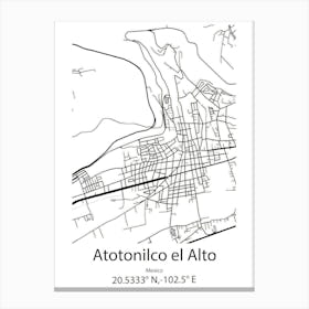 Atotonilco El Alto,Mexico Minimalist Map Canvas Print