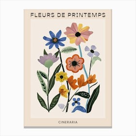 Spring Floral French Poster  Cineraria 7 Canvas Print