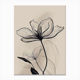 Lilies Line Art Flowers Illustration Neutral 5 Canvas Print