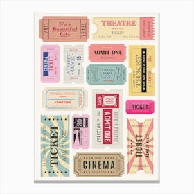 Vintage Cinema Tickets Canvas Print