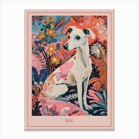 Floral Animal Painting Dog 1 Poster Canvas Print