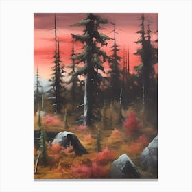 Sunset In The Forest Canvas Print