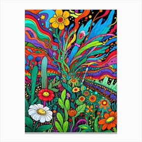 Psychedelic Flower Garden Canvas Print