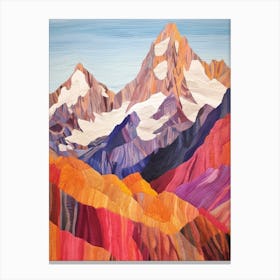 Mount Cook New Zealand 4 Colourful Mountain Illustration Canvas Print