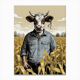 Cow In Corn Field Canvas Print Canvas Print