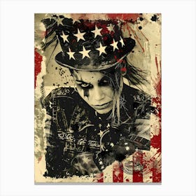 American Patriotic 4th July: US Flag Punk Aesthetic Wall Art Canvas Print