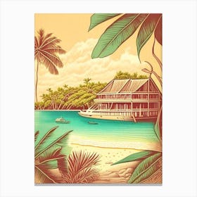 Maafushi Island Maldives Vintage Sketch Tropical Destination Canvas Print