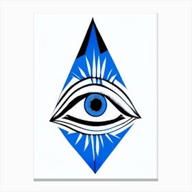 Energy, Symbol, Third Eye Blue & White 1 Canvas Print