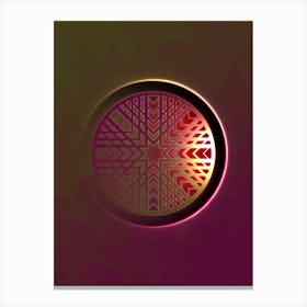 Geometric Neon Glyph on Jewel Tone Triangle Pattern 047 Canvas Print
