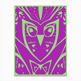 Abstract Owl Pink And Green 1 Canvas Print