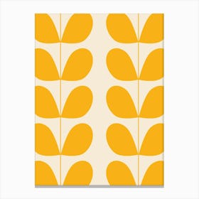 Mid Century Modern Leaf Print Yellow Canvas Print