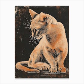 Burmese Cat Relief Illustration 1 Canvas Print
