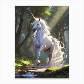 Unicorn In The Forest 2 Canvas Print