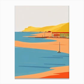 La Côte Des Basques Beach Biarritz France Midcentury Canvas Print