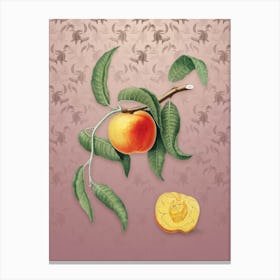 Vintage Peach Botanical on Dusty Pink Pattern n.0104 Canvas Print
