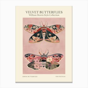 Velvet Butterflies Collection Spring Butterflies William Morris Style 4 Canvas Print