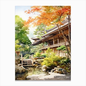 Ryoan Ji Garden Japan Watercolour 2 Canvas Print