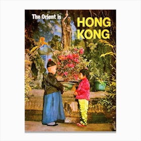 Hong Kong, Two Little Boys In The Garden Canvas Print