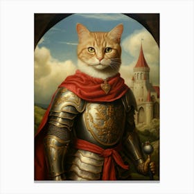 Cat In Medieval Armour 2 Canvas Print