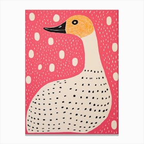 Pink Polka Dot Swan 2 Canvas Print