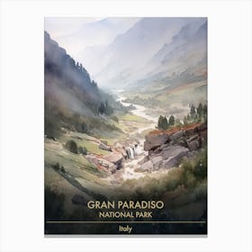 Gran Paradiso National Park Italy Watercolour 1 Canvas Print