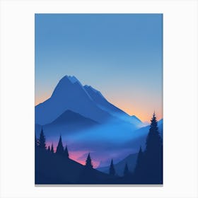 Misty Mountains Vertical Composition In Blue Tone 109 Canvas Print