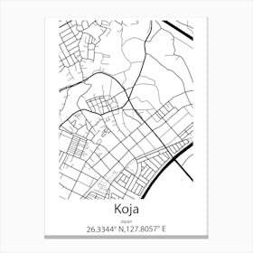 Koja,Japan Minimalist Map Canvas Print