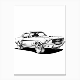 Ford Mustang Line Drawing 25 Canvas Print