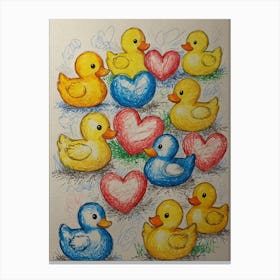 Ducks And Hearts Canvas Print