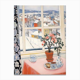 The Windowsill Of Oslo   Norway Snow Inspired By Matisse 1 Canvas Print