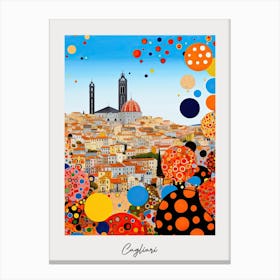 Poster Of Cagliari, Italy, Illustration In The Style Of Pop Art 3 Canvas Print