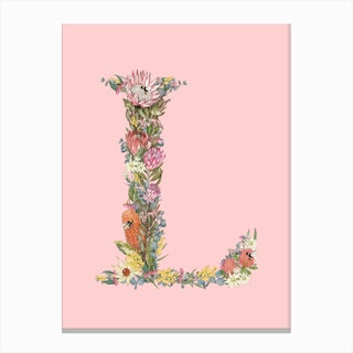 L Pink Alphabet Letter Canvas Print