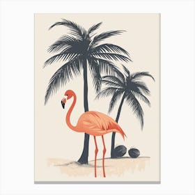 Andean Flamingo And Coconut Trees Minimalist Illustration 2 Canvas Print