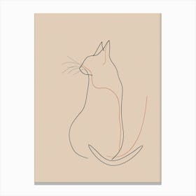 Cat Sitting - Boho, Line Art 1 Canvas Print