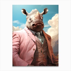 Rhino In A Suit Canvas Print