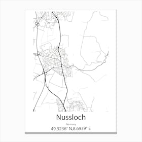 Nussloch,Germany Minimalist Map Canvas Print