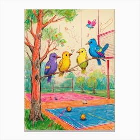 Colorful Birds On A Branch Canvas Print