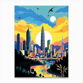 Kuala Lumpur, Malaysia Skyline With A Cat 0 Canvas Print