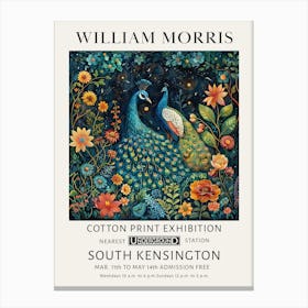 William Morris Peacocks At Night Canvas Print